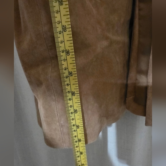 NWT Halston Studio Suede Leather Long Jacket Size S Color Caramel - Picture 8 of 12